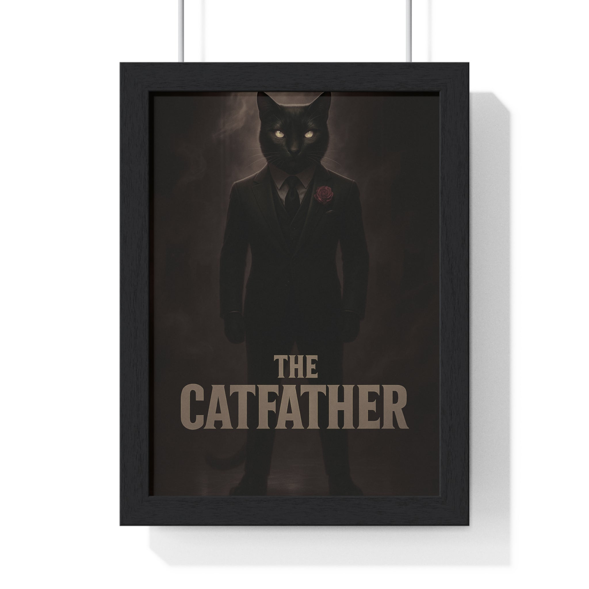 Catfather Framed Art Print, Cat Lover Gift, Home Decor, Unique Wall Art, Pet Lover's Wall Decoration, Black Cat Poster