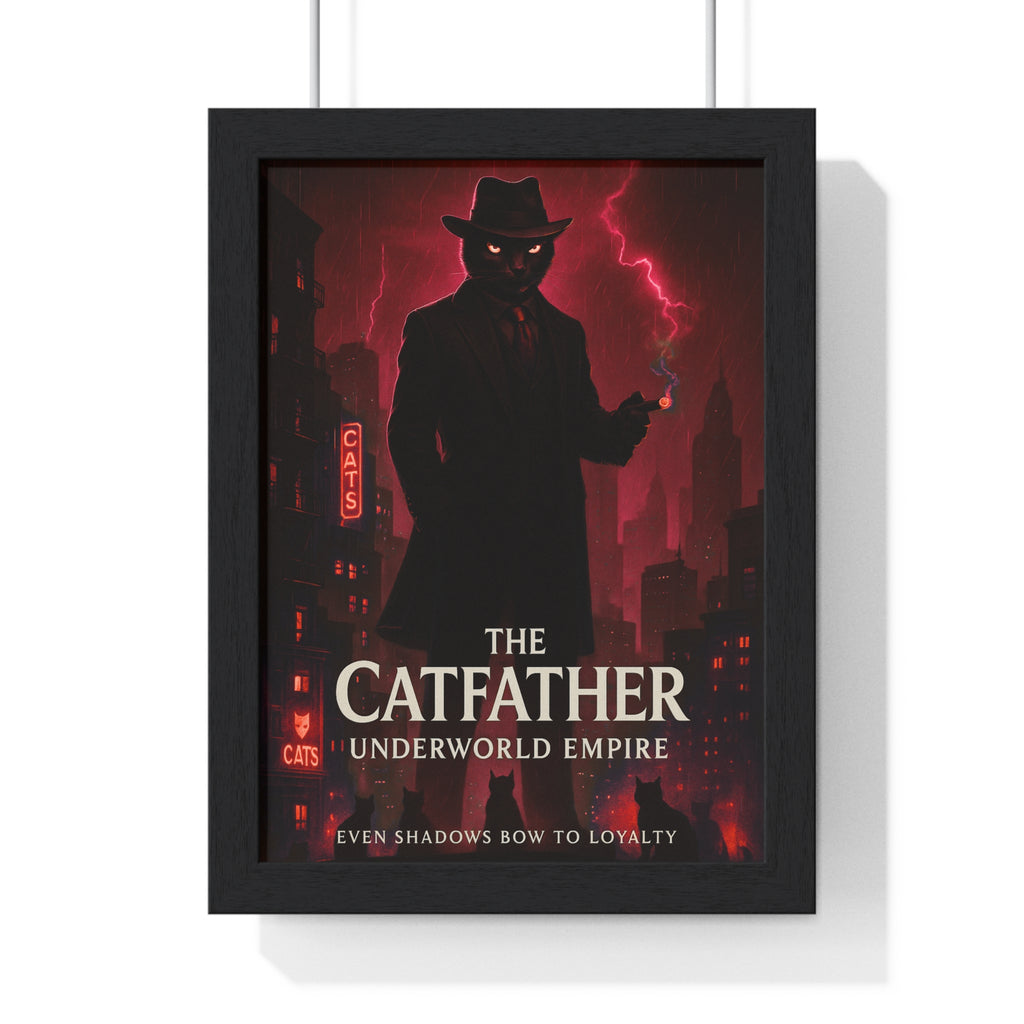 Catfather Underworld Empire Framed Poster, Wall Art, Home Decor, Gift for Cat Lovers, Unique Artwork, Movie-Inspired Decor