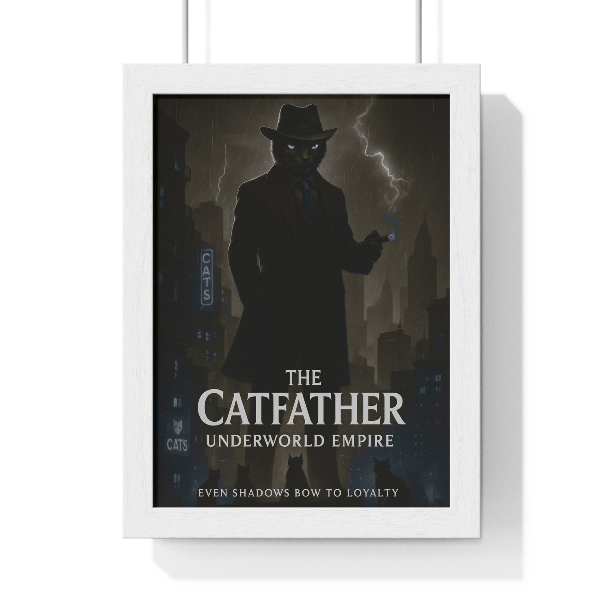 Catfather Vertical Framed Poster | Cat Lover Decor, Unique Wall Art, Gift for Pet Owners, Home Office Decor, Feline Art
