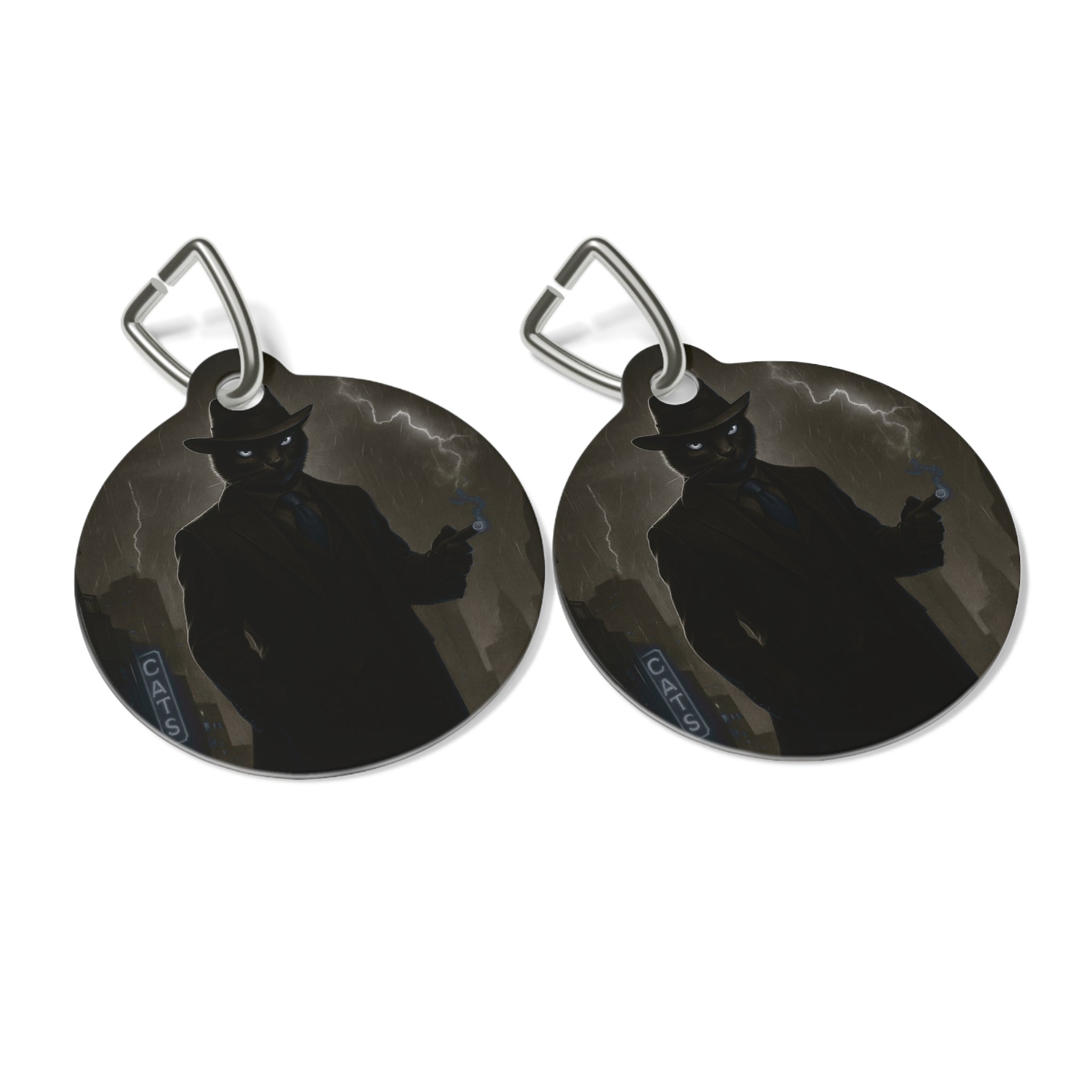 The CatFather™ “Noir Don Tag: Storm Edition” | Dual-Side Personalized Cinematic Tag