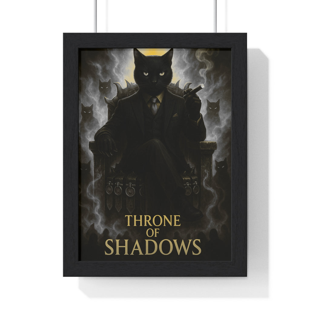 Majestic Cat Framed Poster, Stylish Wall Art, Throne of Shadows Decor, Gothic Home Decor, Unique Gift for Cat Lovers