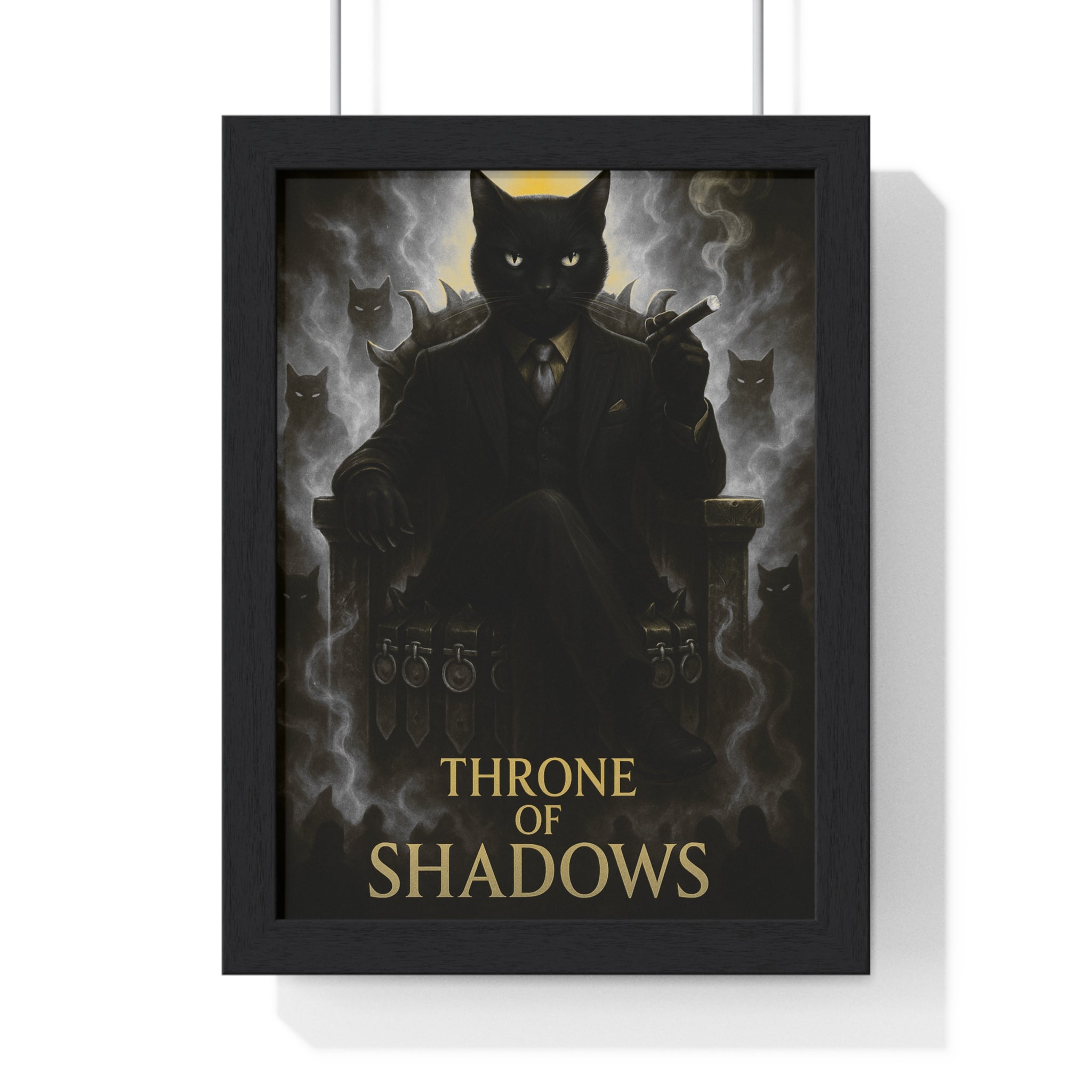 Majestic Cat Framed Poster, Stylish Wall Art, Throne of Shadows Decor, Gothic Home Decor, Unique Gift for Cat Lovers