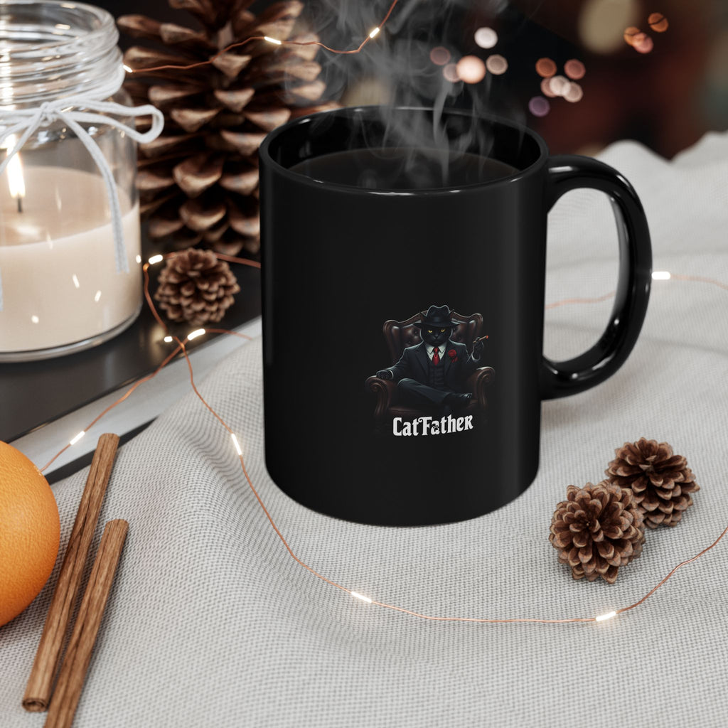 The CatFather Throne Mug – Mafia Morning Edition | Black Luxury Ceramic