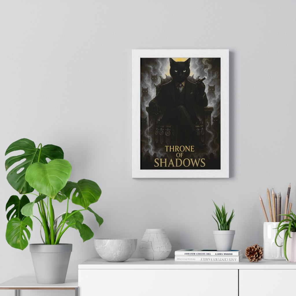 Majestic Cat Framed Poster, Stylish Wall Art, Throne of Shadows Decor, Gothic Home Decor, Unique Gift for Cat Lovers