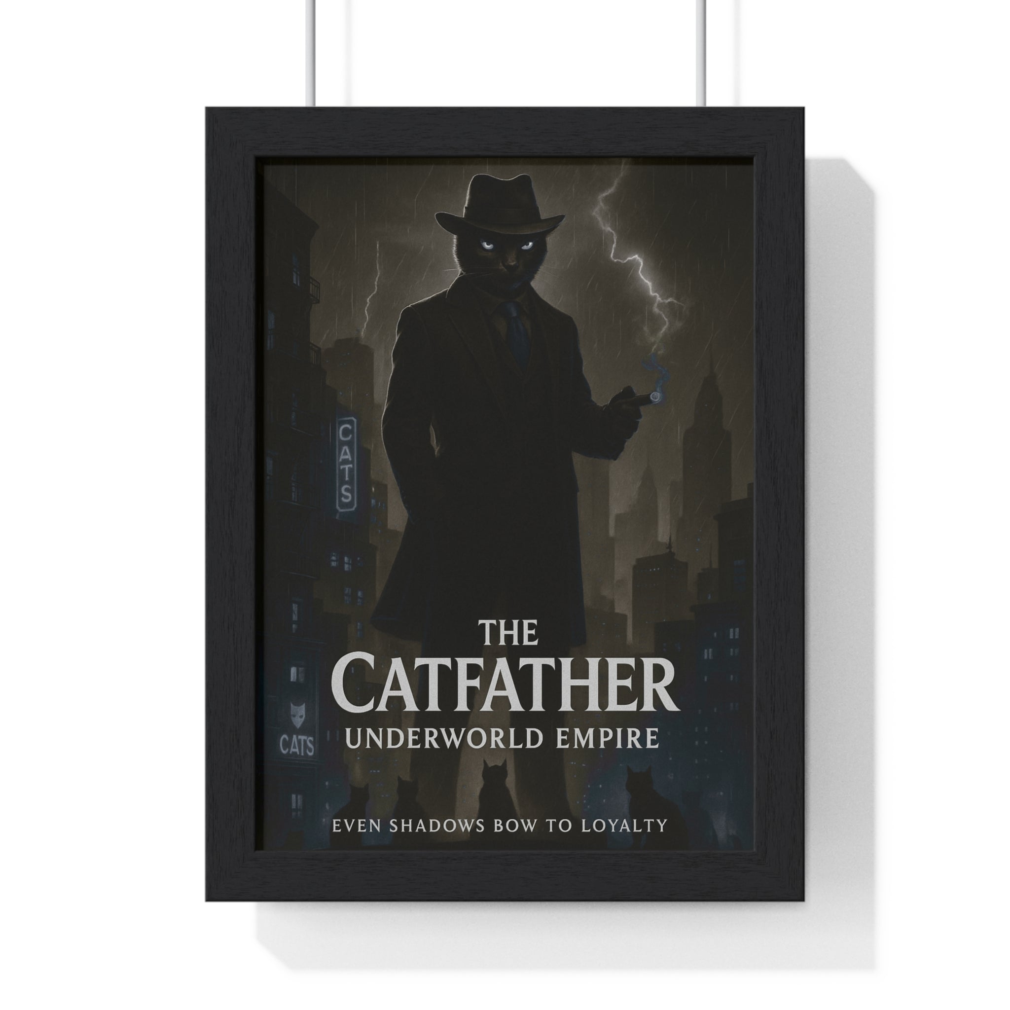 Catfather Vertical Framed Poster | Cat Lover Decor, Unique Wall Art, Gift for Pet Owners, Home Office Decor, Feline Art
