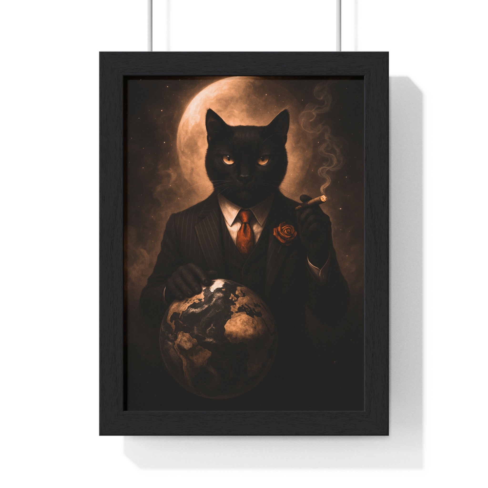Stylish Cat Wall Art, Elegant Framed Poster, Home Decor, Unique Gift, Cat Lover Decor, Vintage Aesthetic, Animal Wall Art