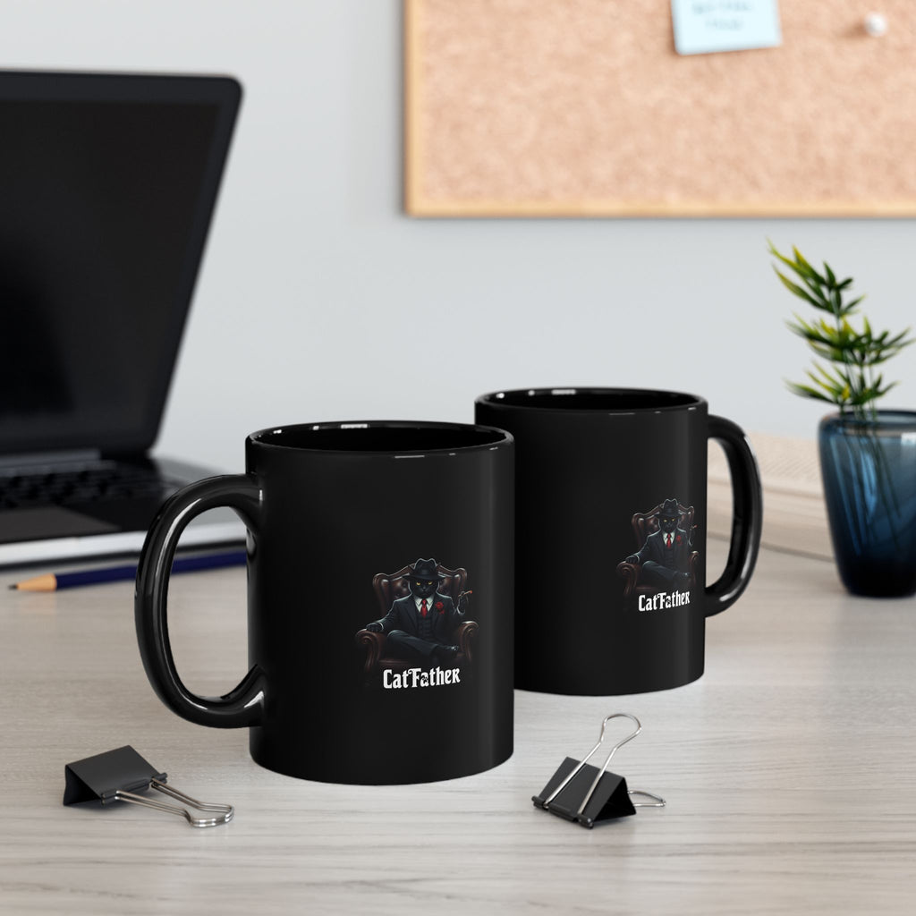 The CatFather Throne Mug – Mafia Morning Edition | Black Luxury Ceramic