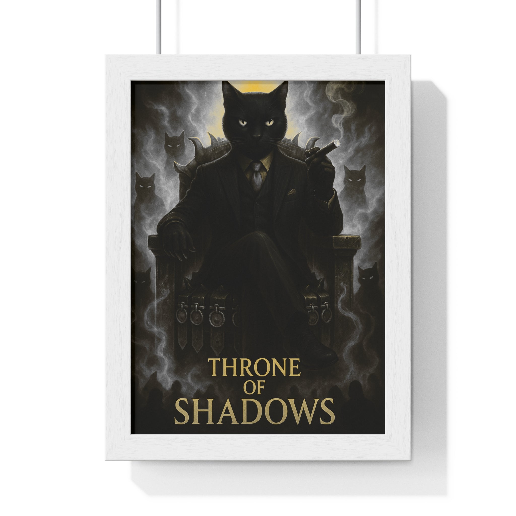Majestic Cat Framed Poster, Stylish Wall Art, Throne of Shadows Decor, Gothic Home Decor, Unique Gift for Cat Lovers