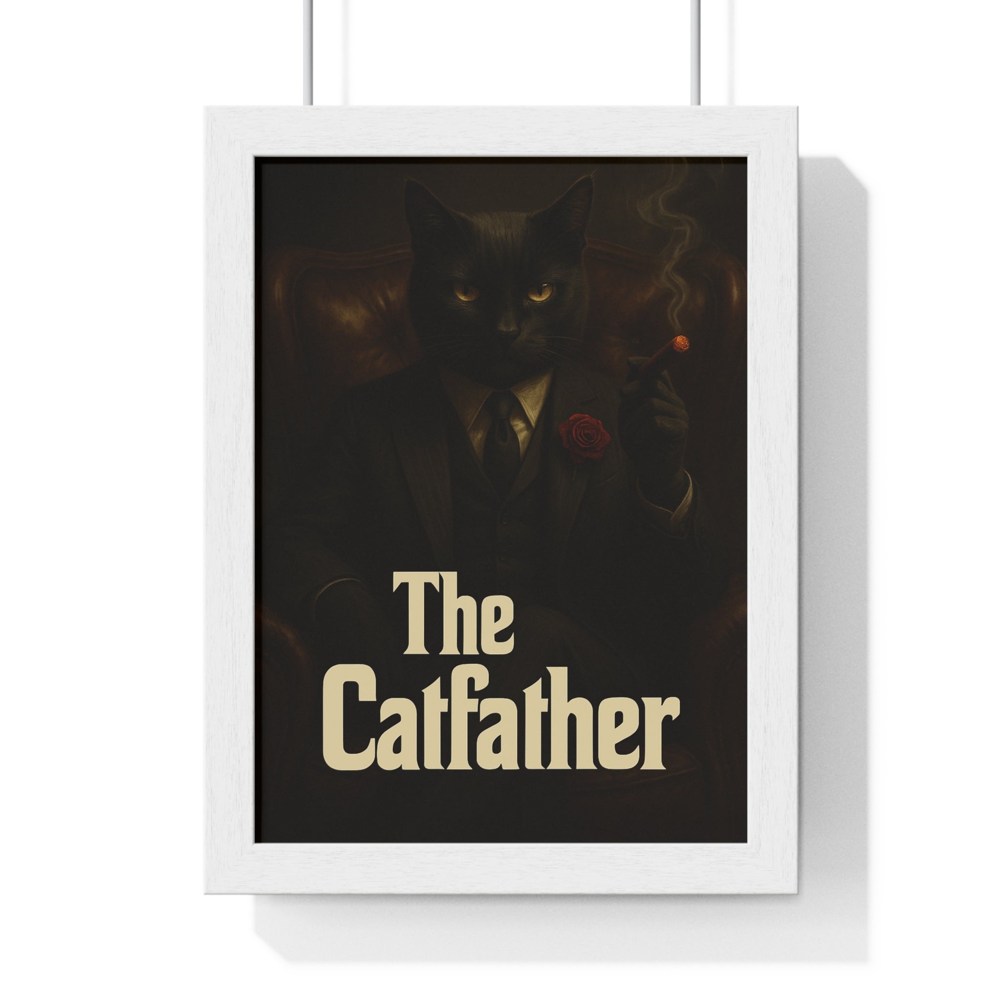 The Caffather Vertical Framed Poster - Cat Lover Wall Art, Funny Decor Gift, Home Office Decoration, Pet Parent Present