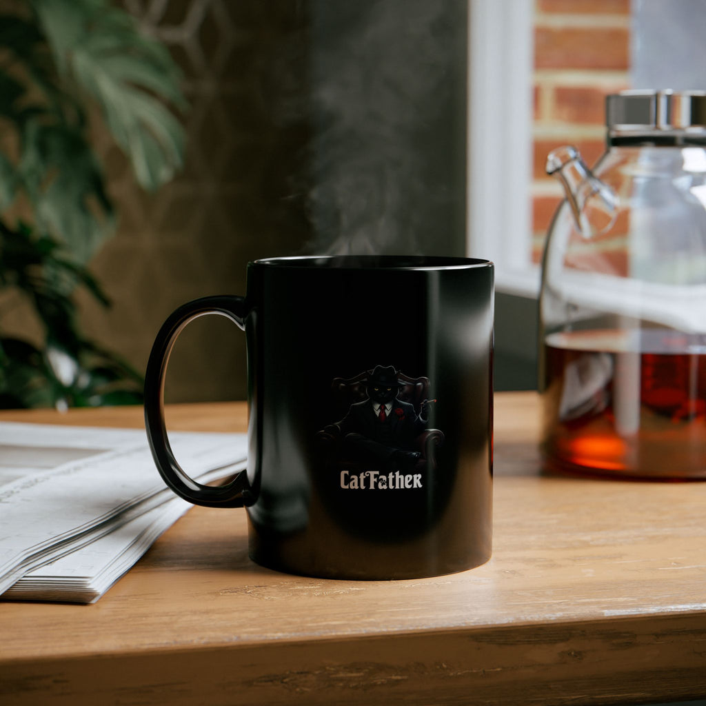 The CatFather Throne Mug – Mafia Morning Edition | Black Luxury Ceramic