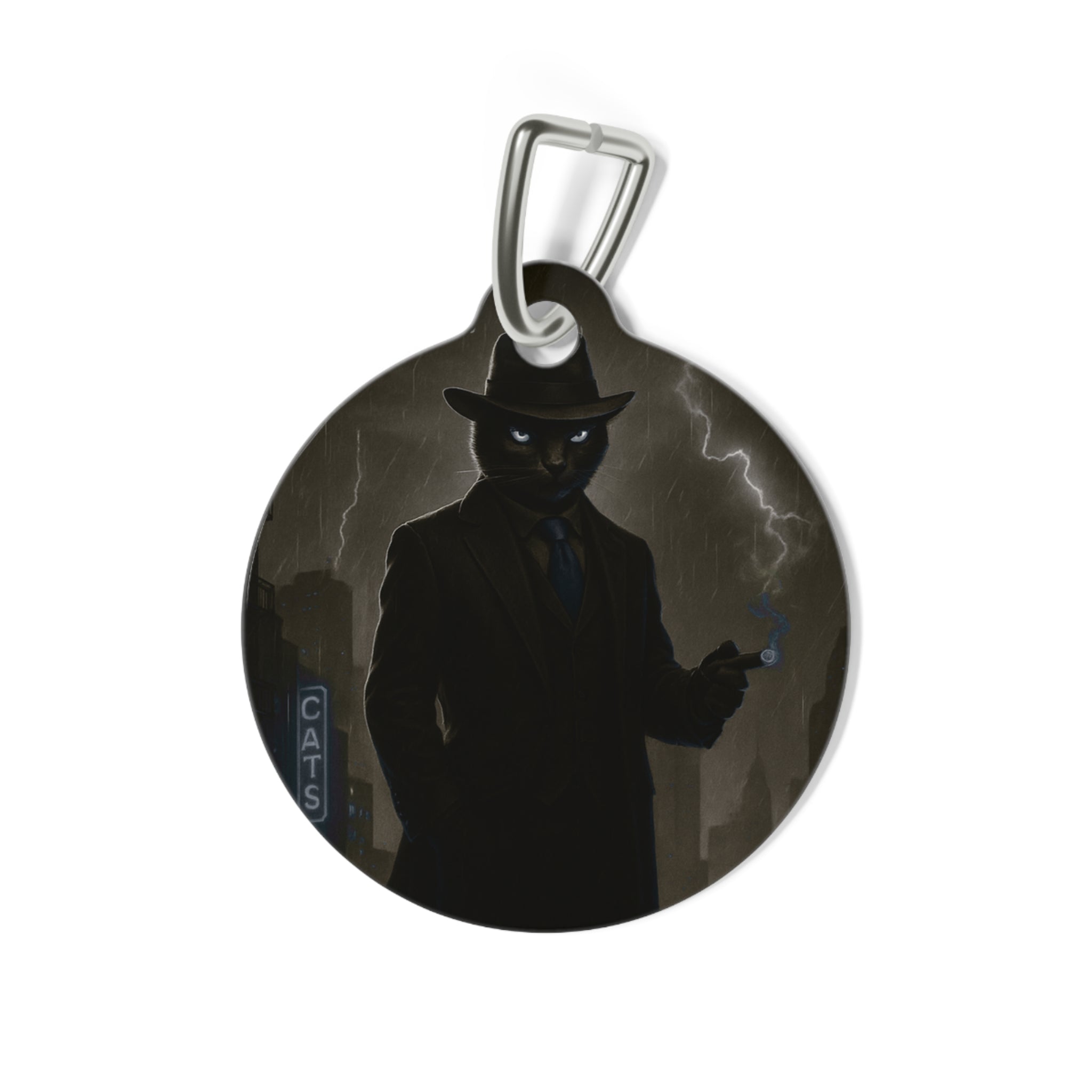 The CatFather™ “Noir Don Tag: Storm Edition” | Dual-Side Personalized Cinematic Tag