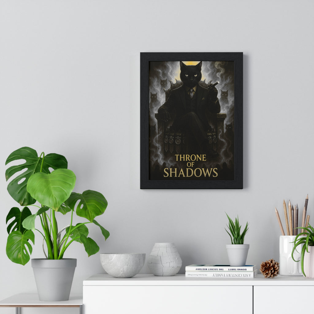 Majestic Cat Framed Poster, Stylish Wall Art, Throne of Shadows Decor, Gothic Home Decor, Unique Gift for Cat Lovers