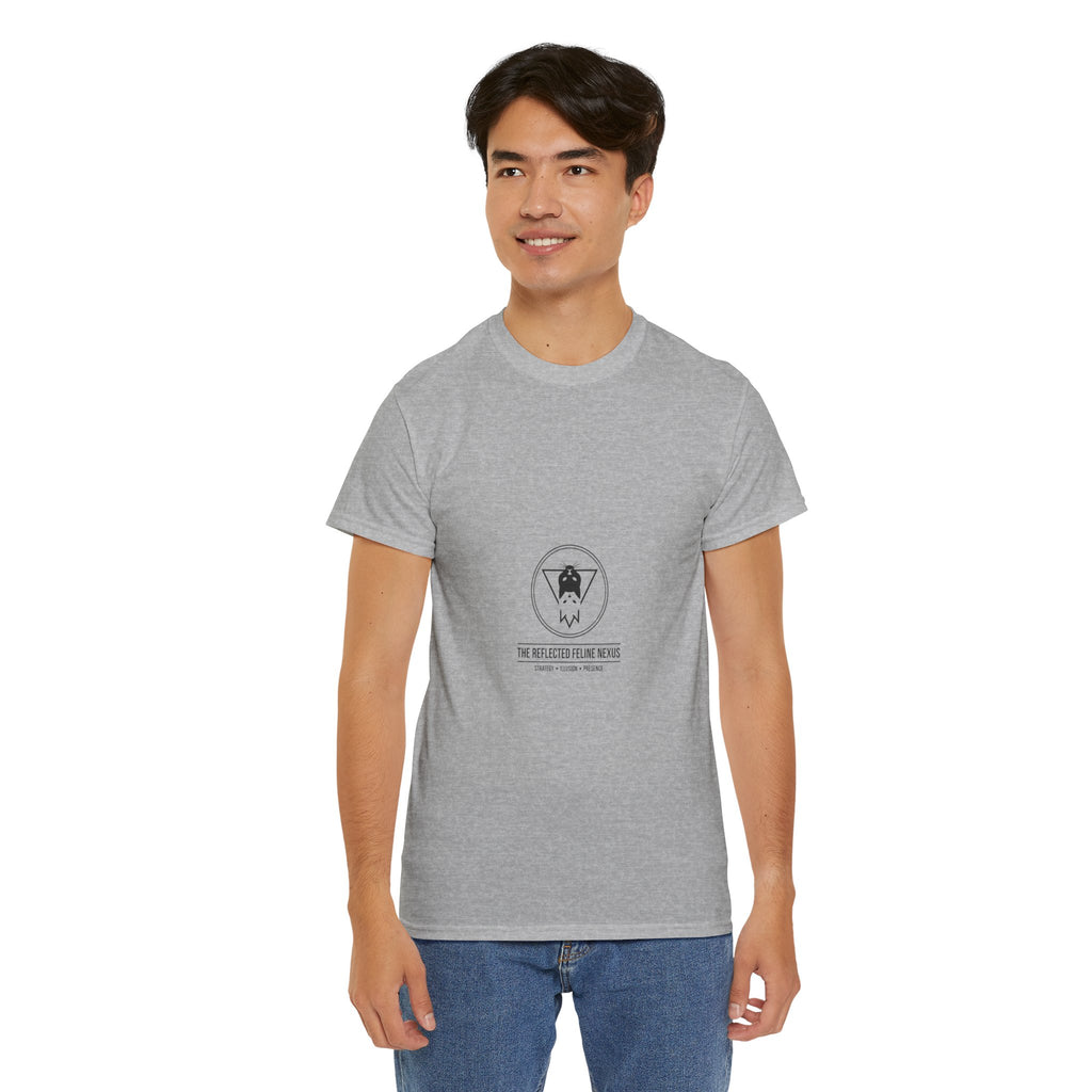 The Reflected Feline Nexus – Unisex Heavy Cotton Tee | The CatFather Philosopher Division