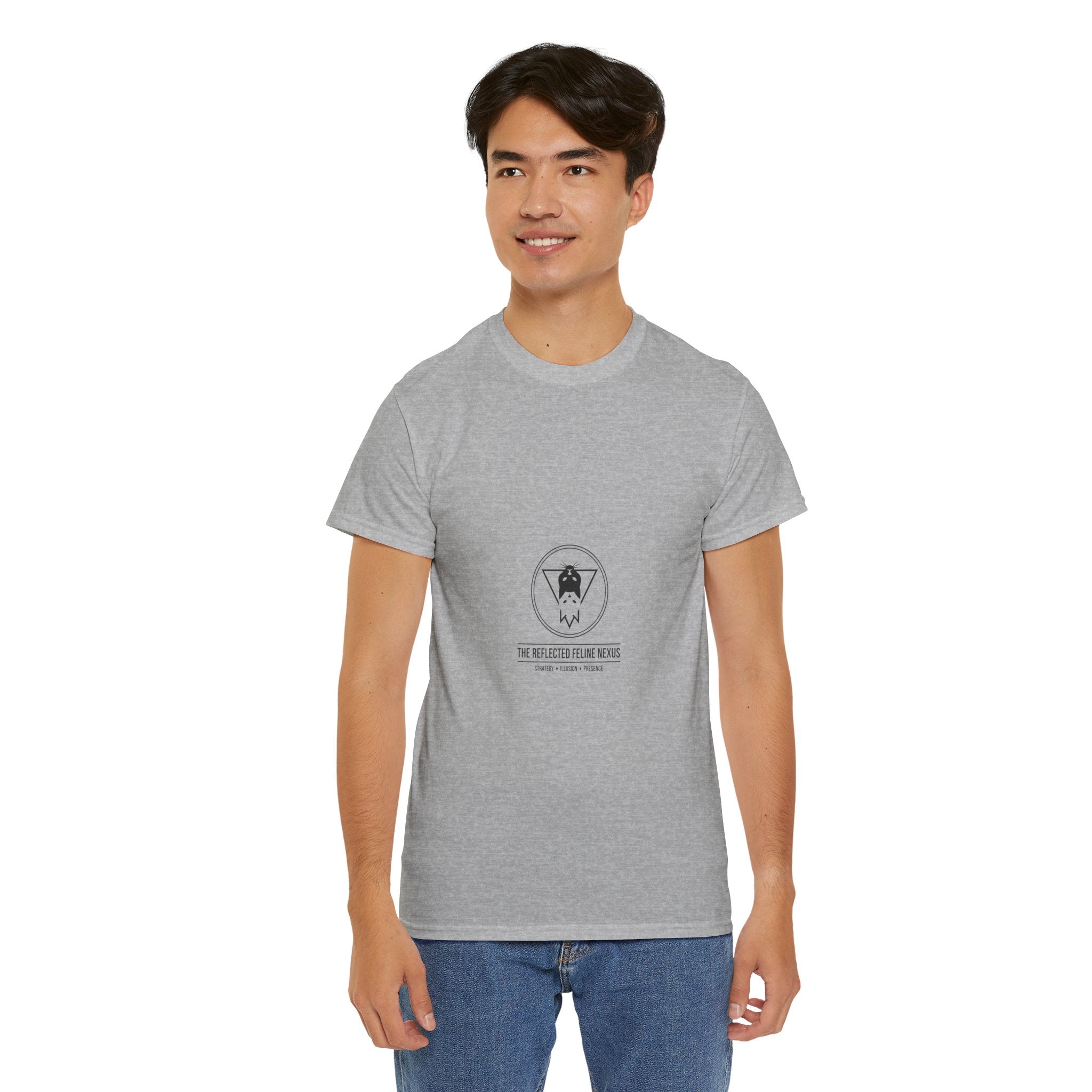 The Reflected Feline Nexus – Unisex Heavy Cotton Tee | The CatFather Philosopher Division