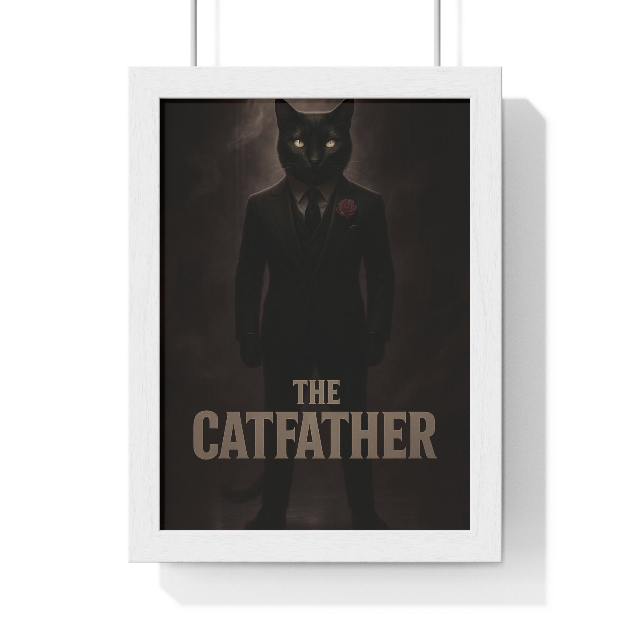 Catfather Framed Art Print, Cat Lover Gift, Home Decor, Unique Wall Art, Pet Lover's Wall Decoration, Black Cat Poster