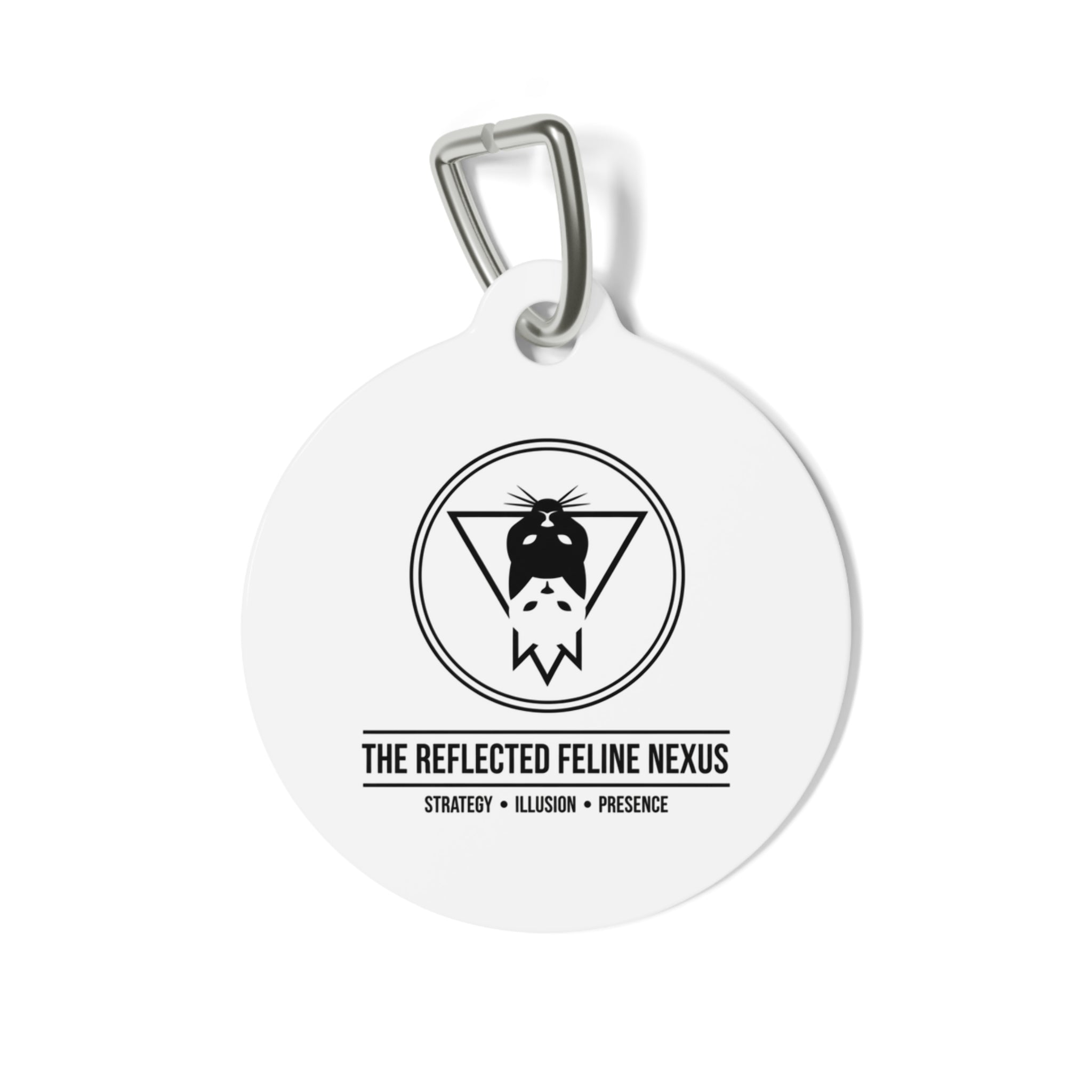 The CatFather™ “The Reflected Feline Nexus” Pet Tag — Strategy. Wisdom. Balance.