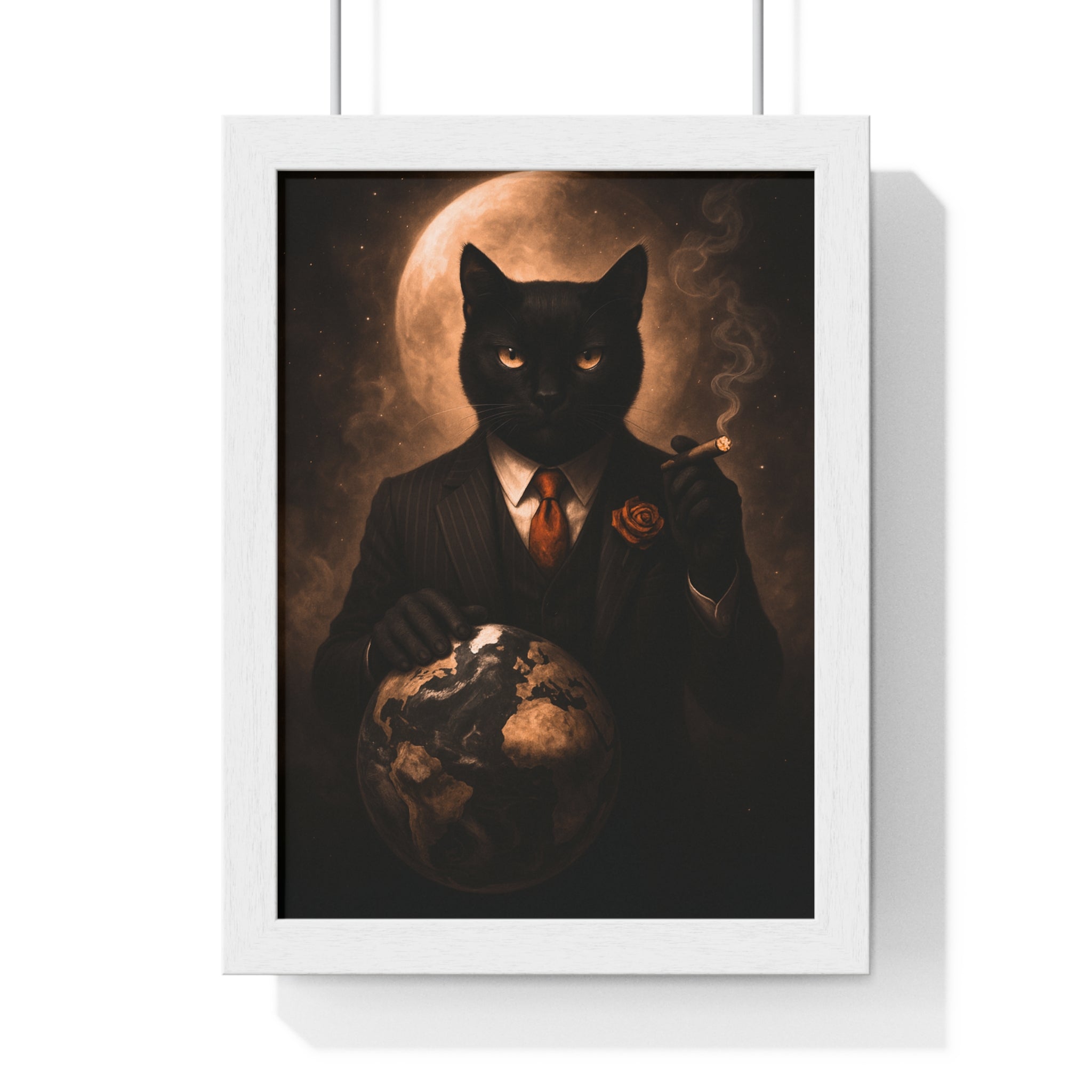 Stylish Cat Wall Art, Elegant Framed Poster, Home Decor, Unique Gift, Cat Lover Decor, Vintage Aesthetic, Animal Wall Art